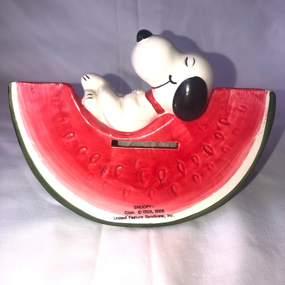 Vintage SNOOPY Watermelon Collectable Money Box 1958-1966 6” X 5” From the 60’s - Picture 2 of 7
